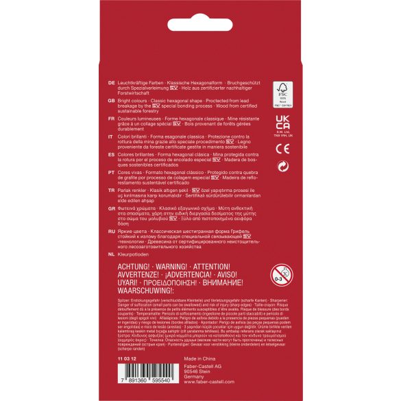 Faber-Castell színesceruza készlet ajándék hegyezővel, 12+3db - Bicolor