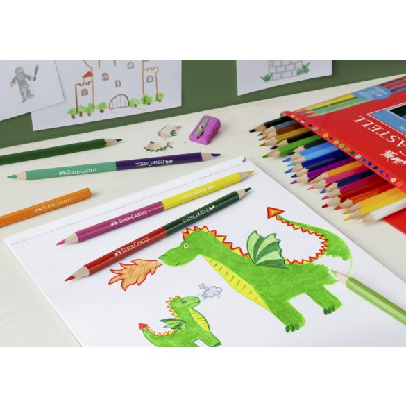 Faber-Castell színesceruza készlet ajándék hegyezővel, 12+3db - Bicolor
