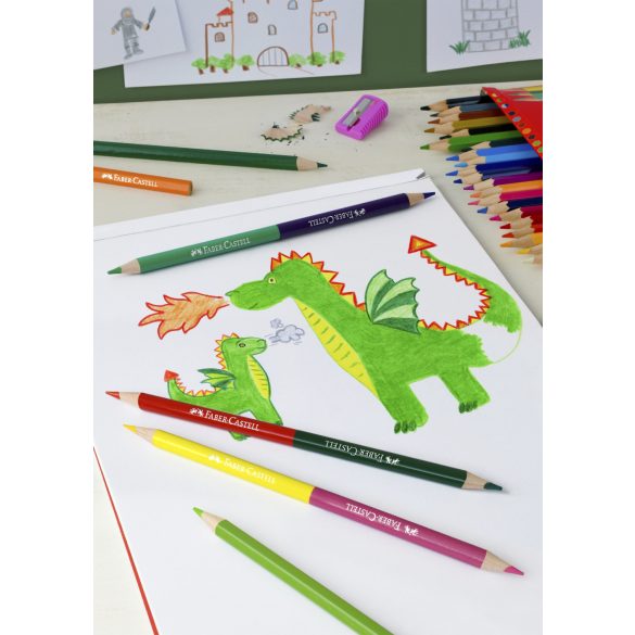 Faber-Castell színesceruza készlet ajándék hegyezővel, 12+3db - Bicolor