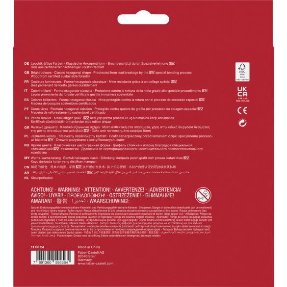 Faber-Castell színesceruza készlet ajándék hegyezővel, 24+3db - Bicolor