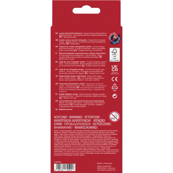 Faber-Castell színes ceruza készlet 10db-os JUNIOR háromszögletű - ajándék hegyezővel