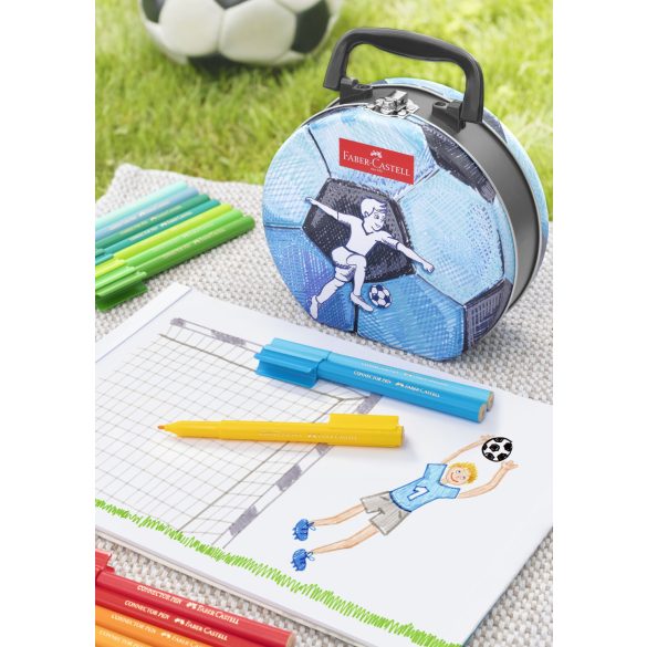 Faber-Castell 33db-os filctoll készlet fém foci dobozban