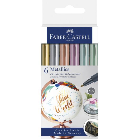 Faber-Castell 6db-os Art and Graphic filctoll készlet,  1,5mm metál színekben