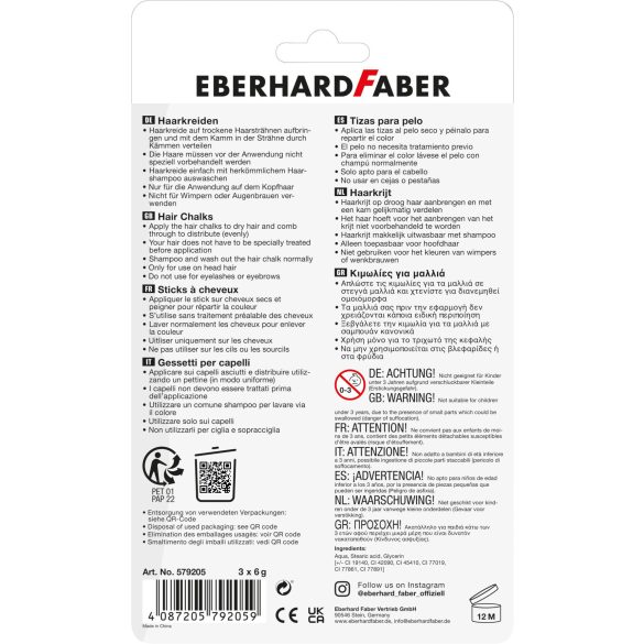 Eberhard Faber hajszínező kréta 3db-os metál színek csavar mechanikával