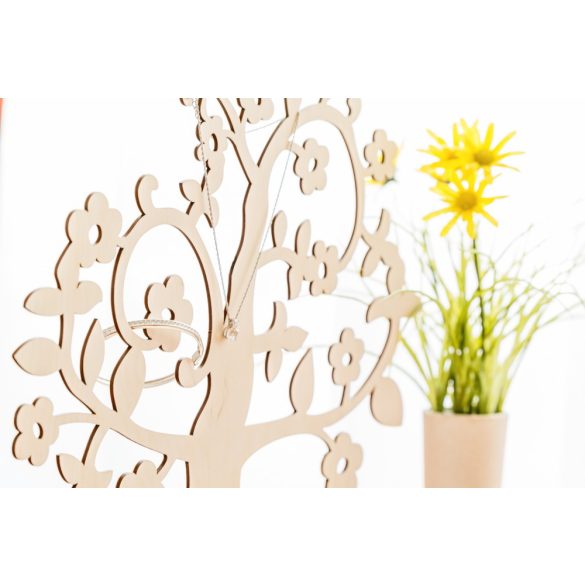 Krea-Wood nyírfából készült ékszertartó fa virágokkal