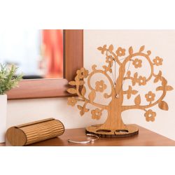   Krea-Wood tölgyfából készült ékszertartó fa virágokkal, natúr