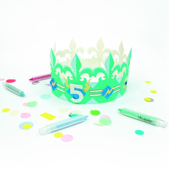 Folia farsangi papírkorona szett 6db-os 3 különféle motívummal fehér