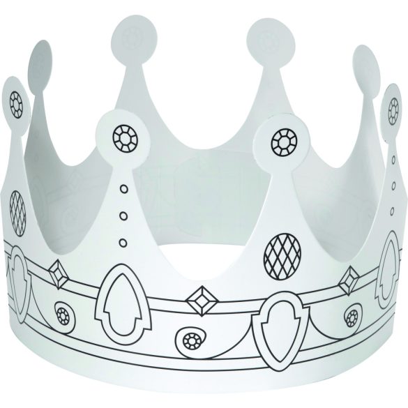 Folia farsangi papírkorona szett 6db-os 3 különféle motívummal fehér