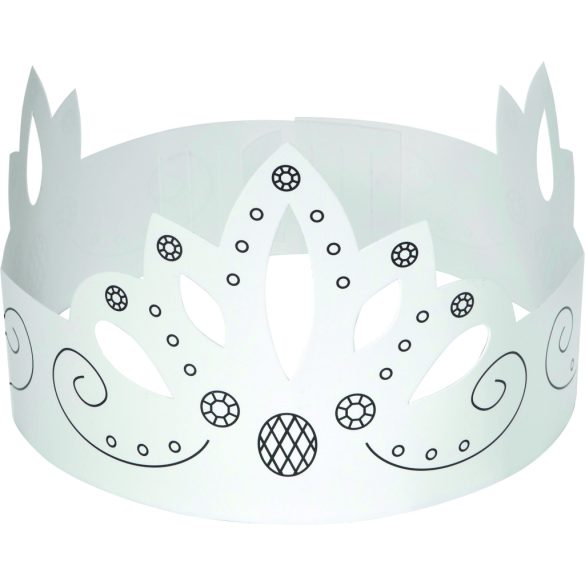 Folia farsangi papírkorona szett 6db-os 3 különféle motívummal fehér