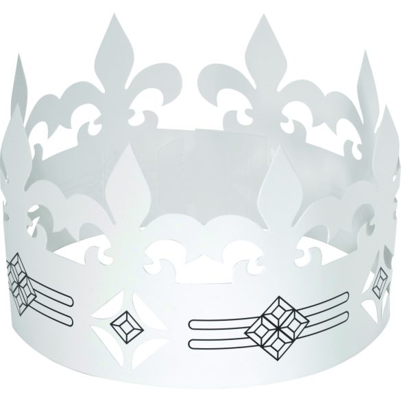 Folia farsangi papírkorona szett 6db-os 3 különféle motívummal fehér
