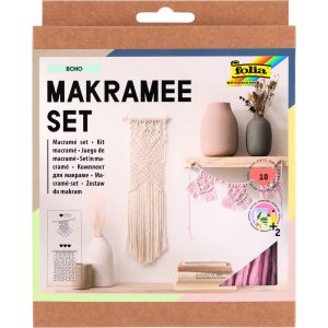 Folia makramé készítő szett 10db-os BOHO (fonal, fagyöngy, fa pálcika)