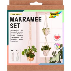 Folia makramé készítő szett 7db-os BETON DZSUNGEL (fonal, fa golyó, fa karika)