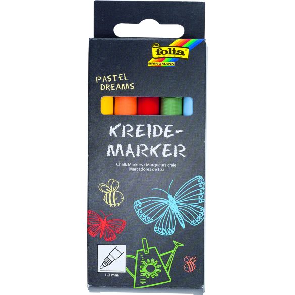 Folia kréta marker szett 5db-os, pasztel színek