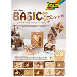   Mintás kézműves papír karton blokk 24 x 34 cm 30 ív, barna különböző mintákkal