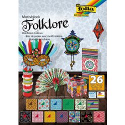   Folklor mintás kézműves papír karton blokk 24 x 34 cm 30 ív, különböző mintákkal