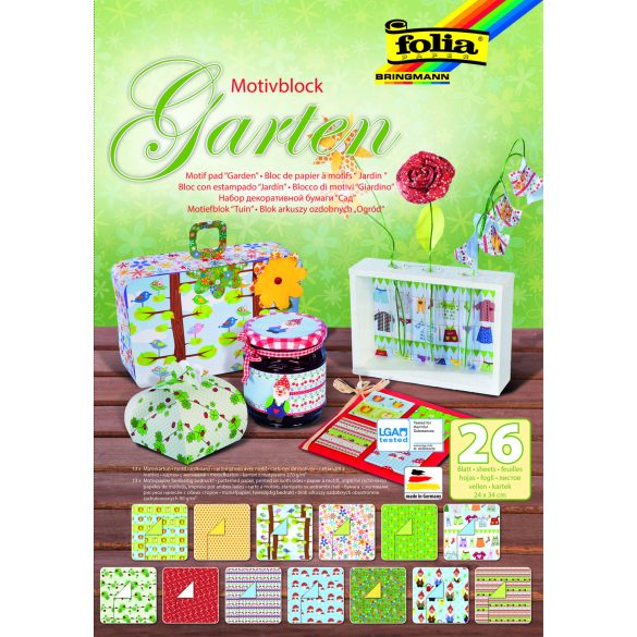 Folia karton blokk 24 x 34 cm 26 ív "kert"
