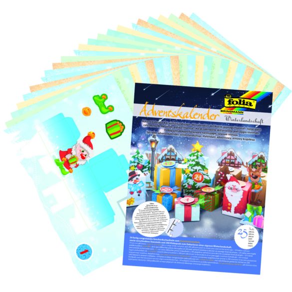 Folia 25 részes adventi naptár készítő szett, "téli táj"