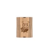 Tölgyfából kézzel készített írószertartó, baglyos