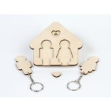 Tölgyfából készült kulcstartó 2 figurás, natúr
