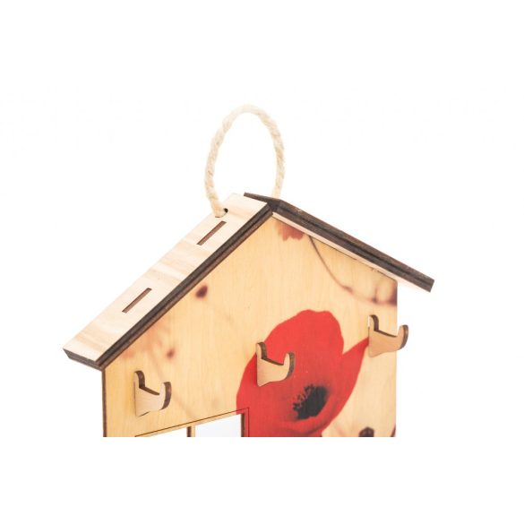 Krea-Wood kulcstartó házikó, pipacs