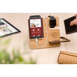 Krea-Wood FirstLeather Tölgyfából készült telefontartó állvány natúr színben, valódi bőr borítással