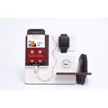 Krea-Wood FirstLeather Tölgyfából készült telefontartó állvány fehér színben, valódi bőr borítással