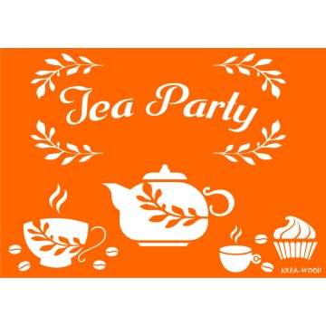 Tea party mintás A4 stencil sablon