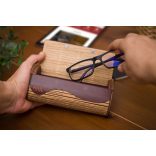 Krea-Wood FirstLeather Tölgyfából készült mágneses szemüvegtok natúr színben, bőr belsővel