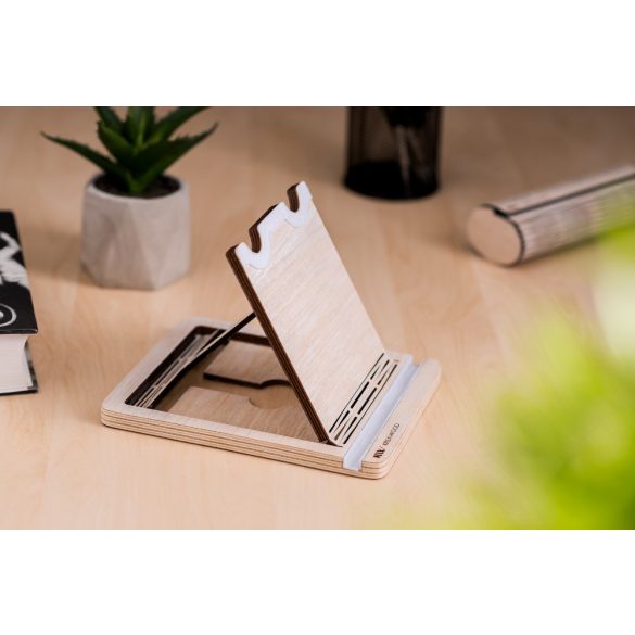 Krea-Wood tölgyfából készült tablet tartó állvány, fehér színben