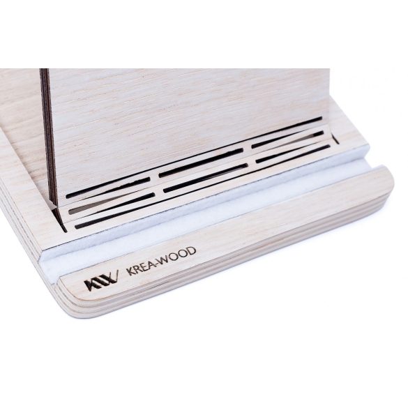 Krea-Wood tölgyfából készült tablet tartó állvány, fehér színben