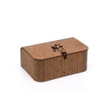 Krea-Wood tölgyfából készült teásdoboz tealevél motívummal, barna színben