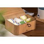 Krea-Wood tölgyfából készült teásdoboz tealevél motívummal, natúr színben