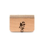 Krea-Wood tölgyfából készült teásdoboz tealevél motívummal, natúr színben