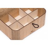 Krea-Wood tölgyfából készült teásdoboz tealevél motívummal, natúr színben