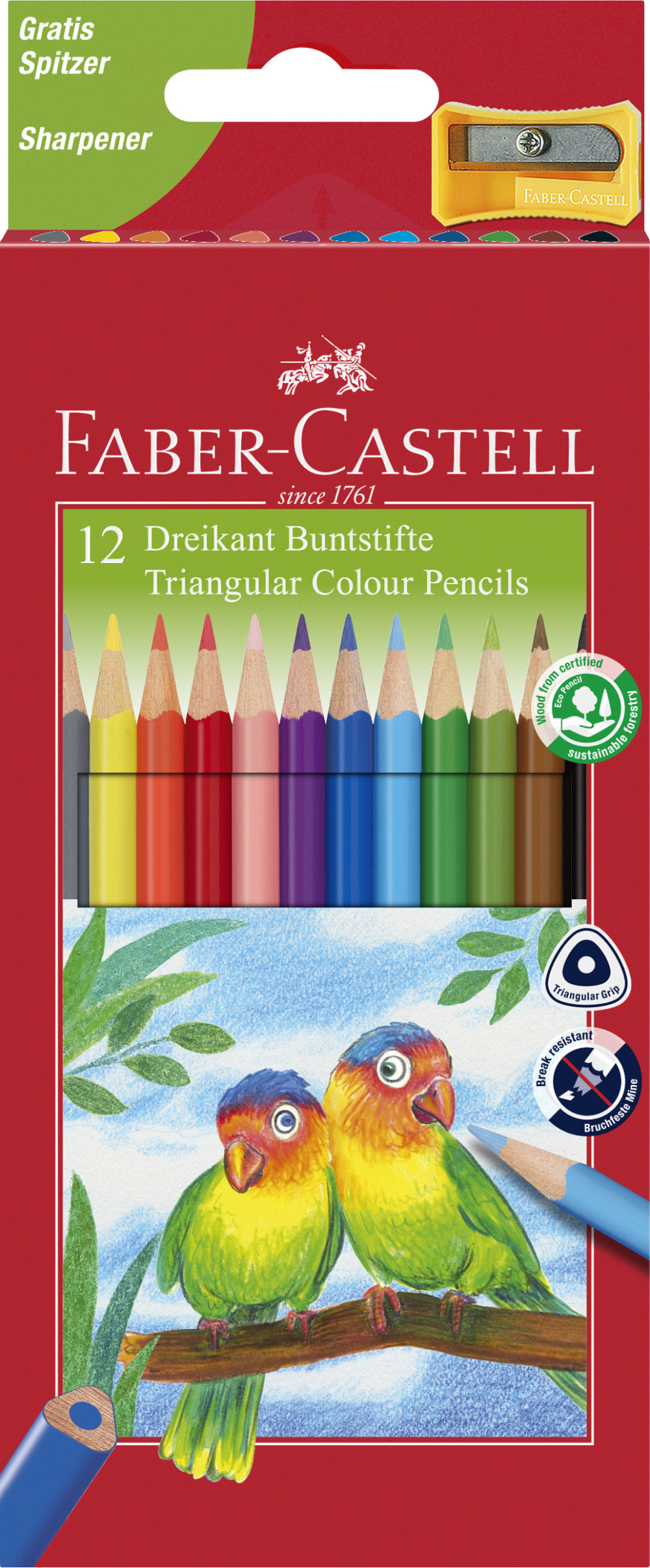 Faber-Castell színescceruza készlet ajándék hegyezővel, 12db-os