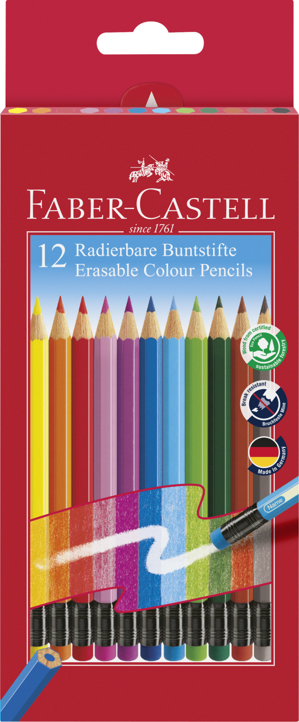 Faber-Castell radírozható színesceruza készlet, 12db-os