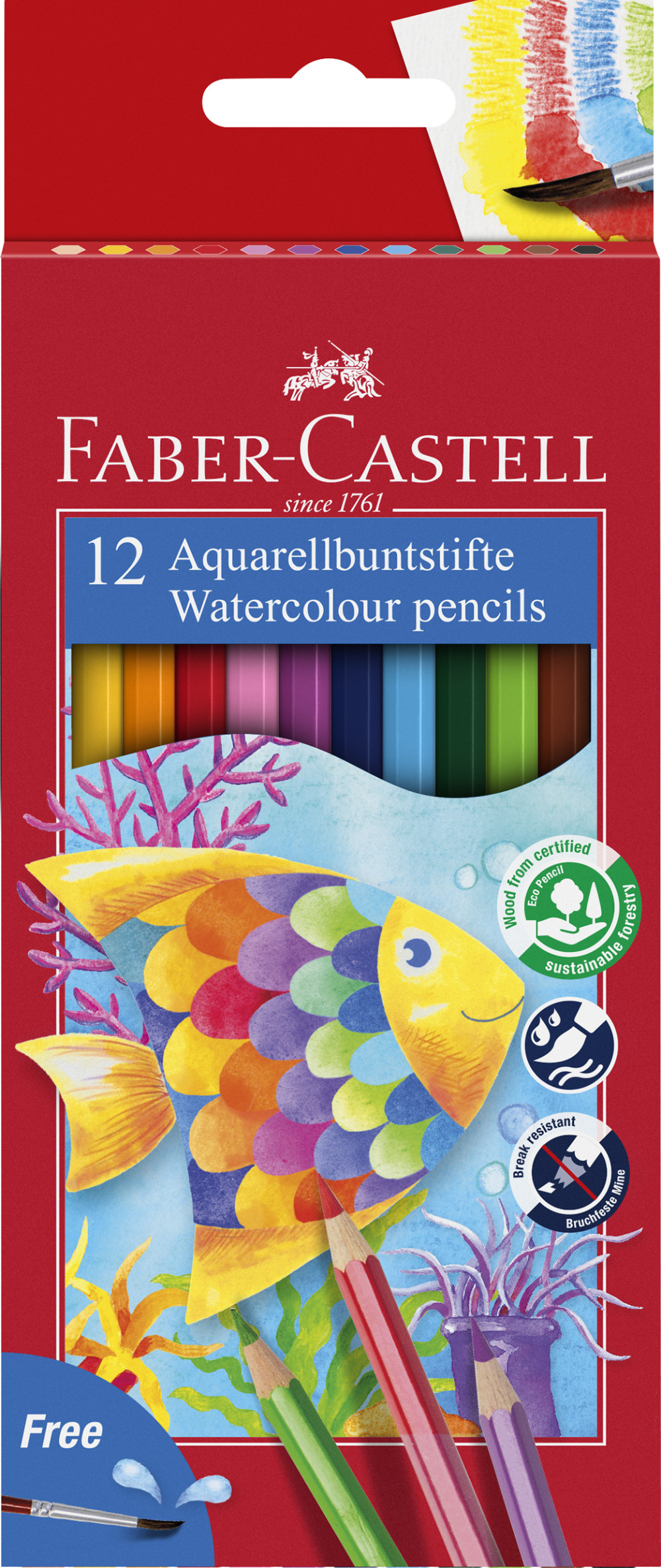 Faber-Castell színesceruza készlet 12db-os AQUARELL + ajándék ecset