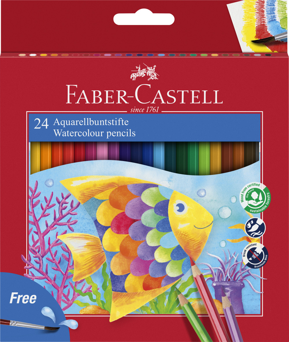 Faber-Castell színesceruza készlet 24db-os AQUARELL + ajándék ecset