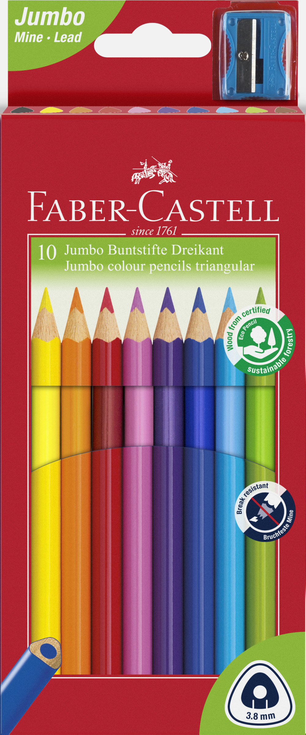 Faber-Castell színes ceruza készlet 10db-os JUNIOR háromszögletű - ajándék hegyezővel